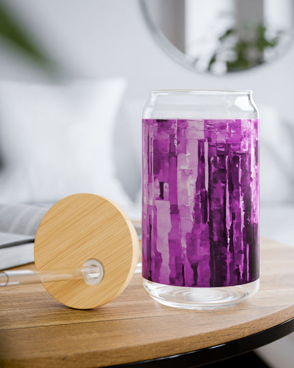 Striped Powder Lavender Sipper Glass, 16oz