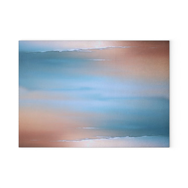 Blue Sea Peach Fog 8" x 11" Glass Cutting Board