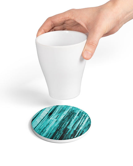 Striped Tif 4" x 4" Round Ceramic Coaster