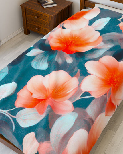 Orange Blossom Floral Bunch Velveteen Plush Blanket, 60" x 80"