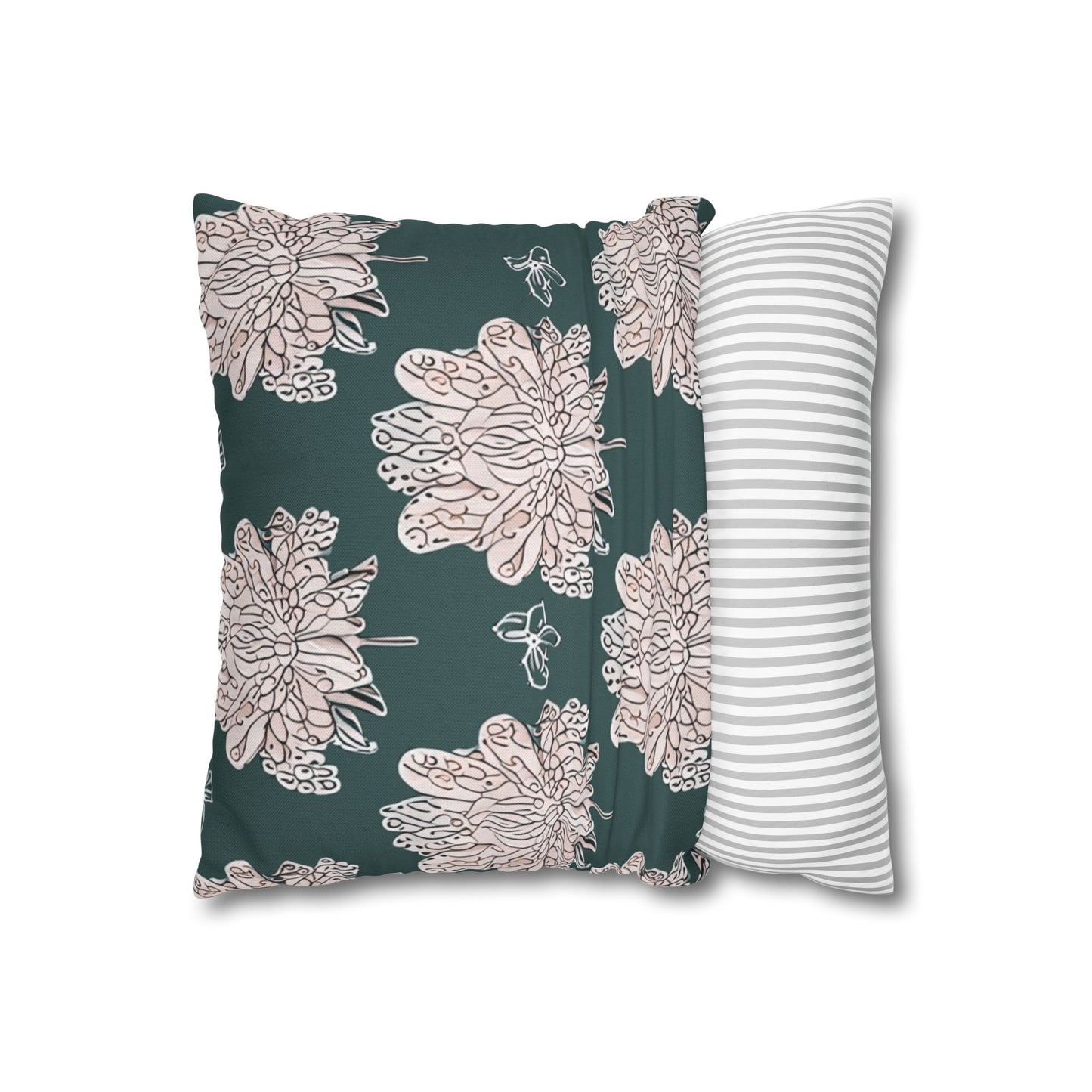 Soft White Floral Butterflies Spun Polyester Square Pillowcase, 14" x 14"