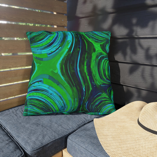 Uzi Spiral Blue Green 20" x 20" Outdoor Pillow