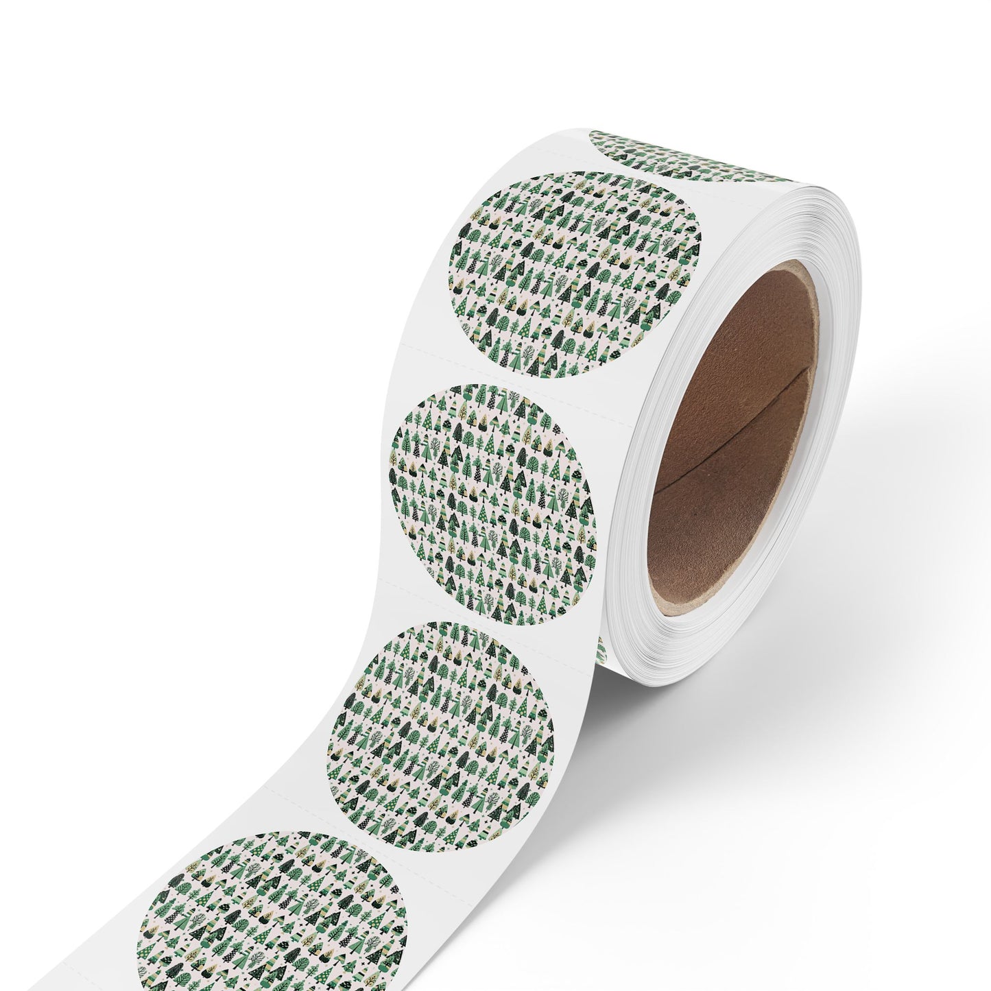 Mini Vintage Green Trees Round Sticker Label Rolls, 2" x 2"