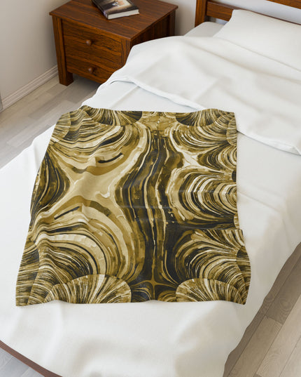Uzi Spiral Light Brown Velveteen Plush Blanket, 30" x 40"