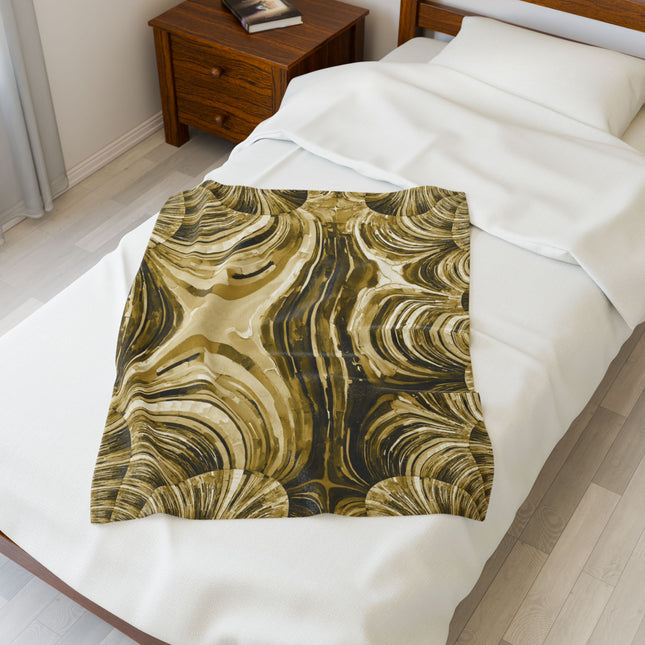 Uzi Spiral Light Brown Velveteen Plush Blanket, 30" x 40"