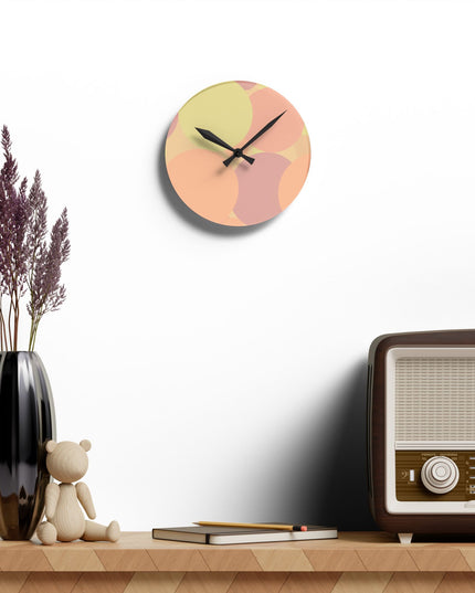 Pastel Hot Peach Patches Acrylic Round Wall Clock, 8" x 8"