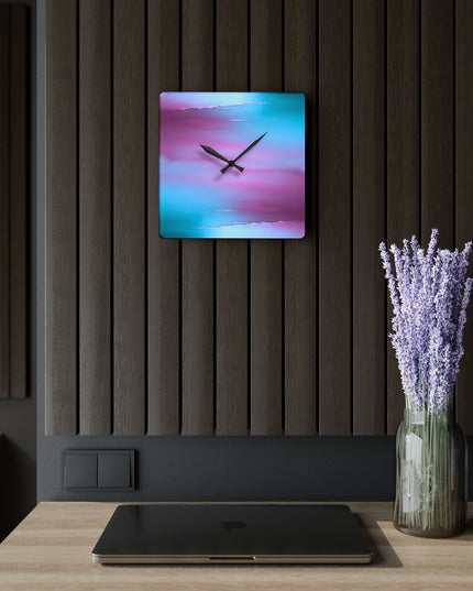 Wine Sea Blue Fog Acrylic Wall Clock, Round or Square, 10.75" x 10.75"