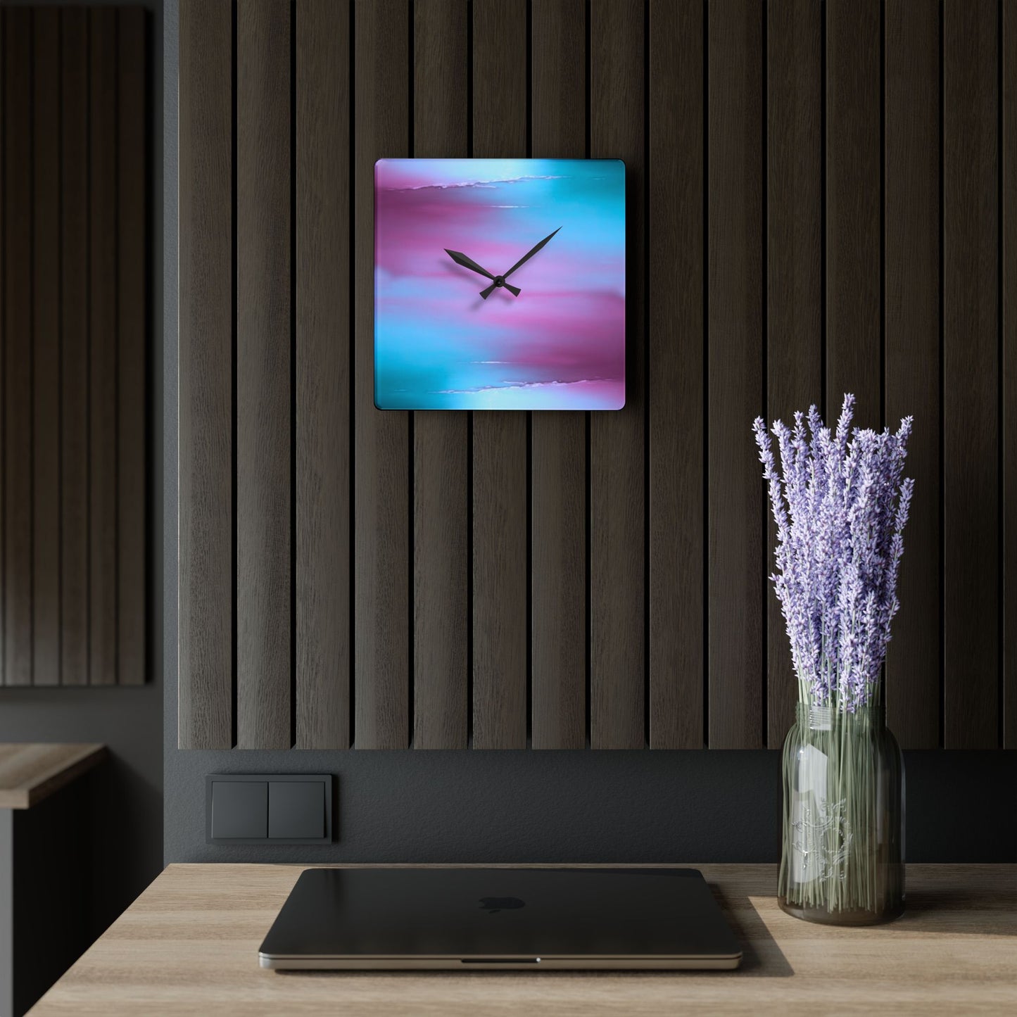 Wine Sea Blue Fog Acrylic Wall Clock, Round or Square, 10.75" x 10.75"
