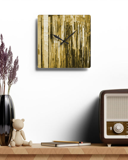 Striped Light Brown Acrylic Wall Clock, Round or Square, 10.75" x 10.75"