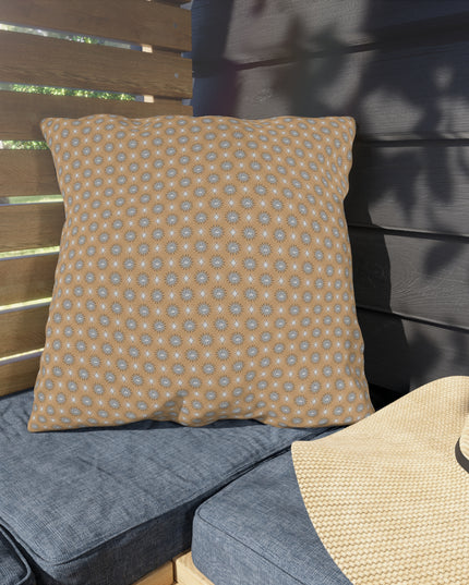 Tan Sunset Star-crossed Bodies 20" x 20" Outdoor Pillows