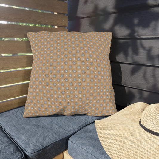 Tan Sunset Star-crossed Bodies 20" x 20" Outdoor Pillows