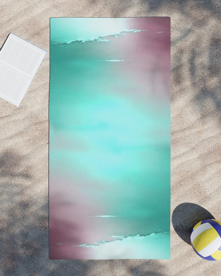 Green Sea Lavender Fog Beach Towel, 30" x 60"