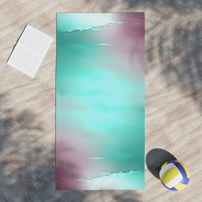 Green Sea Lavender Fog Beach Towel, 30" x 60"