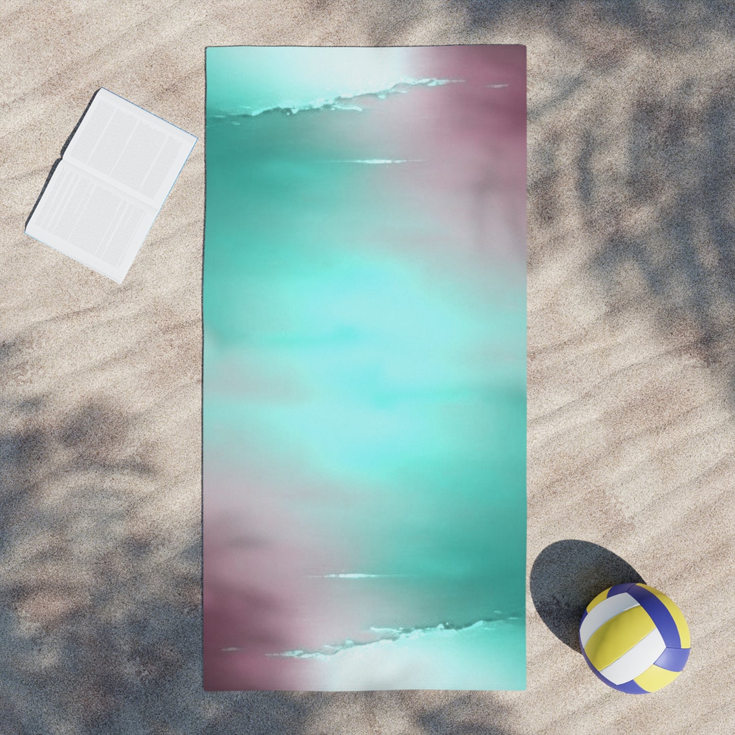 Green Sea Lavender Fog Beach Towel, 30" x 60"