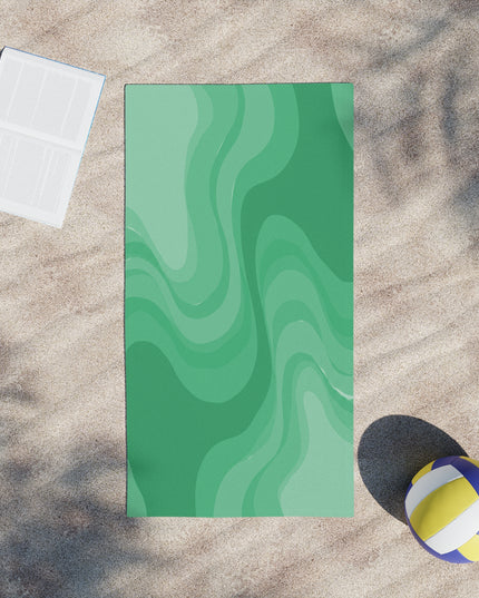 Mint Green Wavey Beach Towel, 24" x 44"