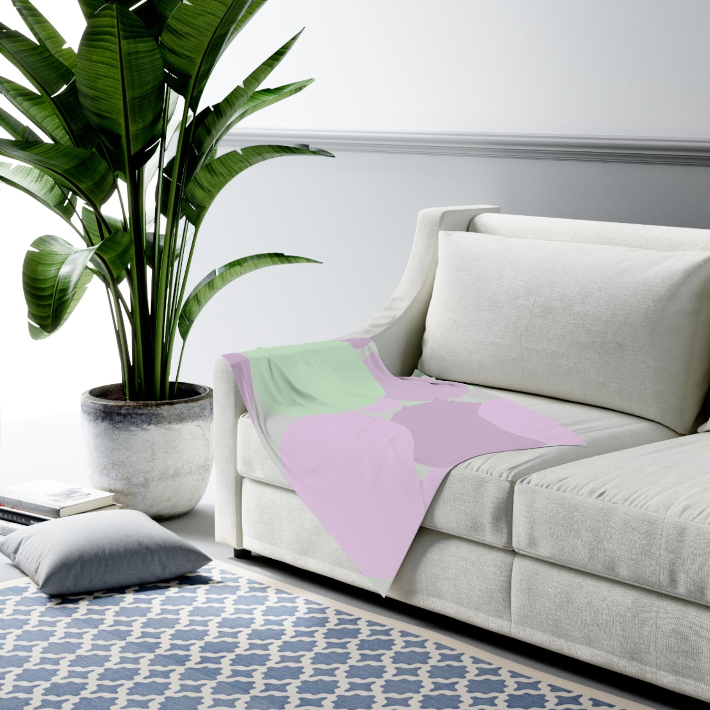 Pastel Lavender Purple and Soft Green Patches Baby Swaddle 30″×40″ Blanket