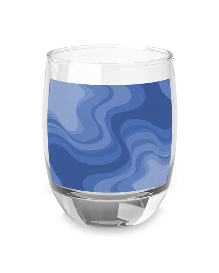 Deep Blue Wavey Whiskey Glass, 6 oz