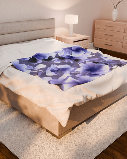 Indigo Blossom Floral Bunch Velveteen Plush Blanket, 50" x 60"