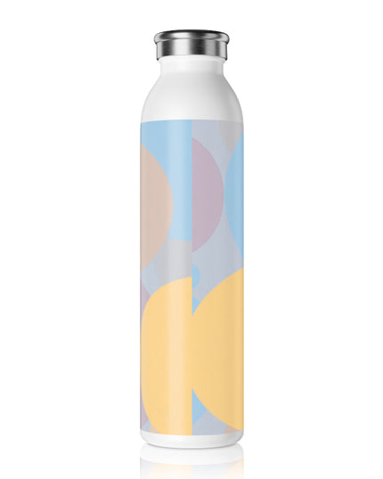 Pastel Baby Blue and Peach Patches Slim Water Bottle, 20 oz White
