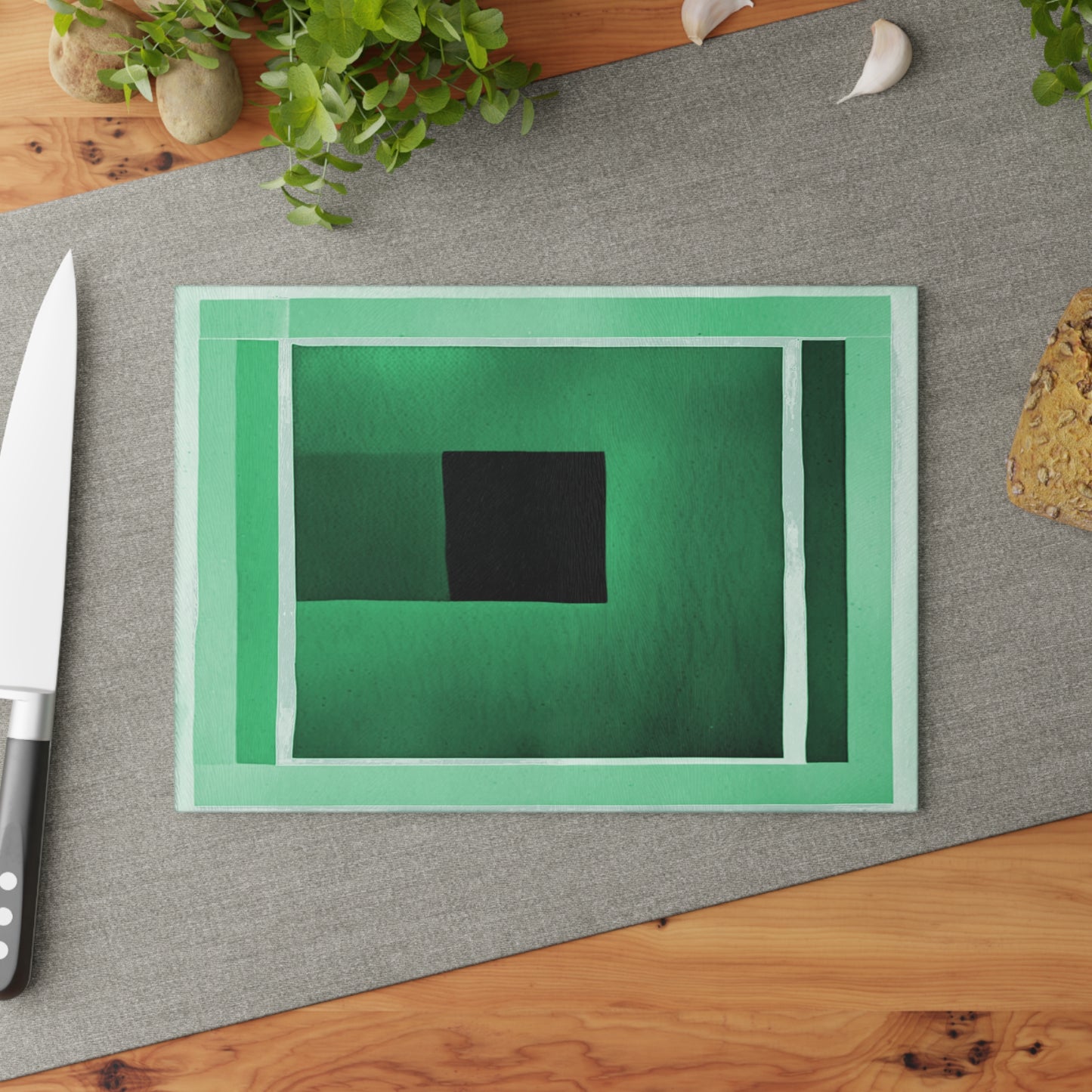 Mint Shadow 8" x 11" Glass Cutting Board