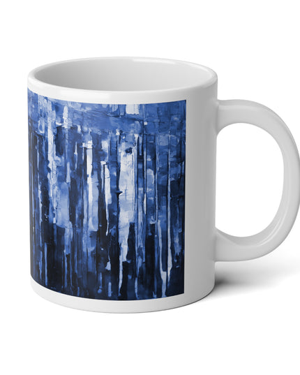 Striped Deep Blue 20 oz White Glossy Jumbo Mug