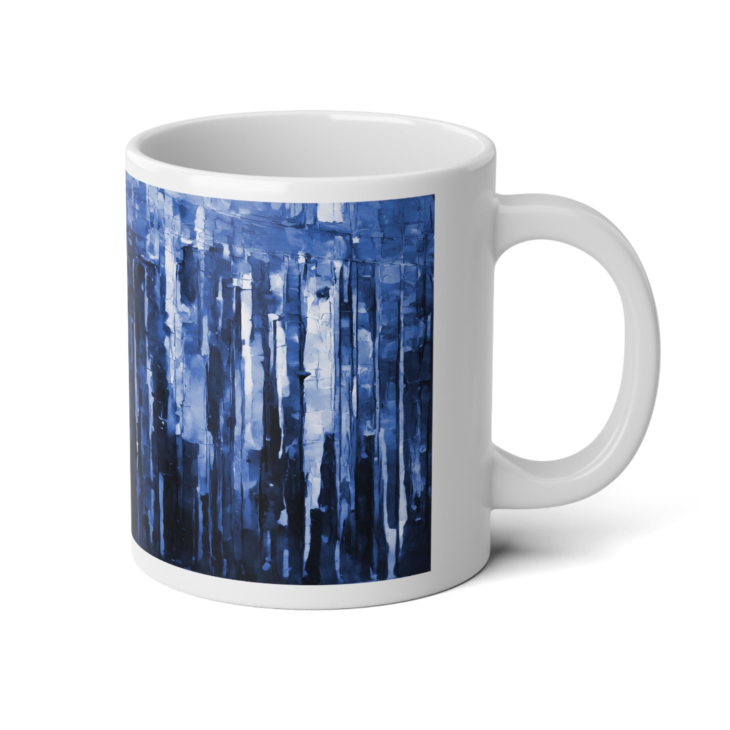 Striped Deep Blue 20 oz White Glossy Jumbo Mug