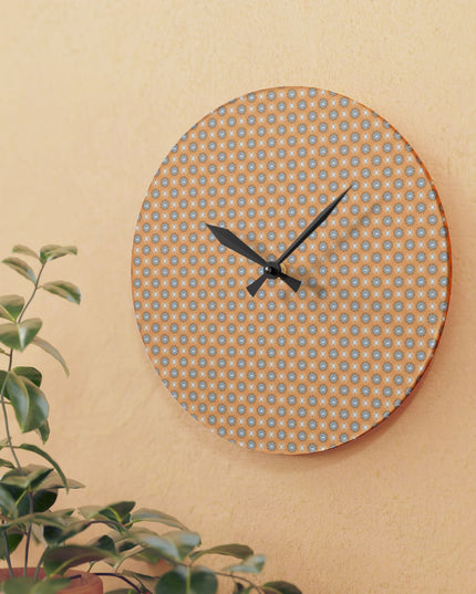 Tan Sunset Star-crossed Bodies Acrylic Wall Clock, Round or Square, 10.75" x 10.75"