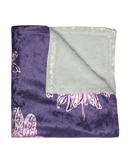 Magenta Floral Butterflies 50" x 60" Crushed Velvet Blanket