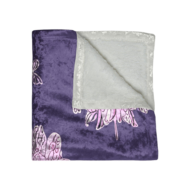Magenta Floral Butterflies 50" x 60" Crushed Velvet Blanket