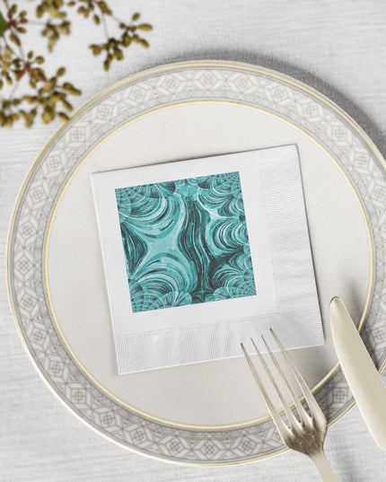 Uzi Spiral Tif Pastel White Coined Napkins, 4.8" x 4.8"