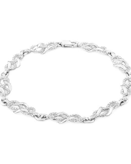 .925 Sterling Silver Prong Set Diamond Accent Infinity Weave Link 7.25" Bracelet (I-J Color, I3 Clarity)