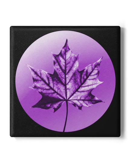 Purple Maple Leaf 4" x 4" Square Ceramic Coaster
