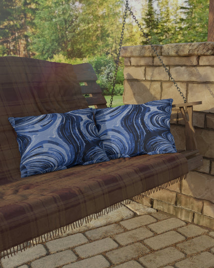 Uzi Spiral Deep Blue 20" x 14" Outdoor Pillow
