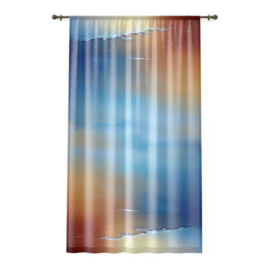 Blue Sea Red Orange Fog Window Curtain, 50" x 84", partially transparent