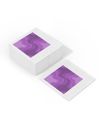 Wavey Purple Wavey White Coined Napkins, 6.5" x 6.5"
