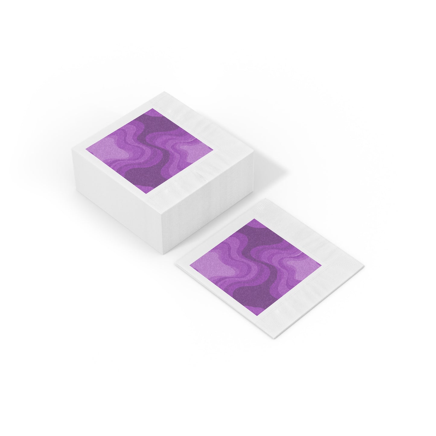 Wavey Purple Wavey White Coined Napkins, 6.5" x 6.5"