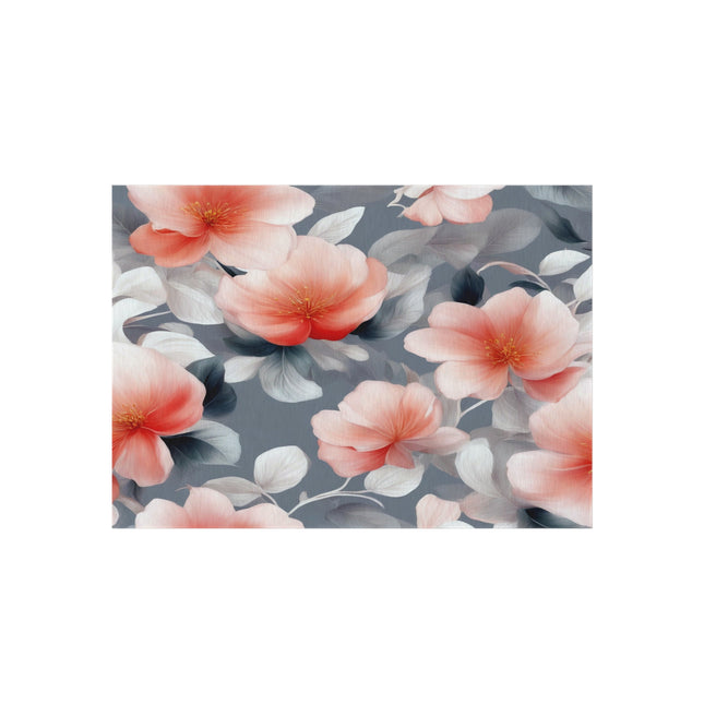 Red Blossom Floral Bunch Outdoor Rug, 60" x 84"