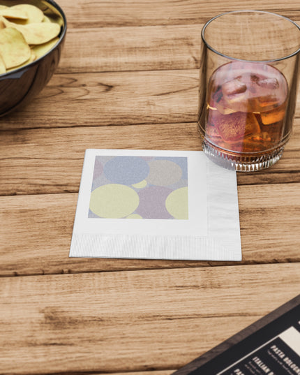 Pastel Soft Blue and Soft White Patches White Coined Napkins, 4.8" x 4.8"