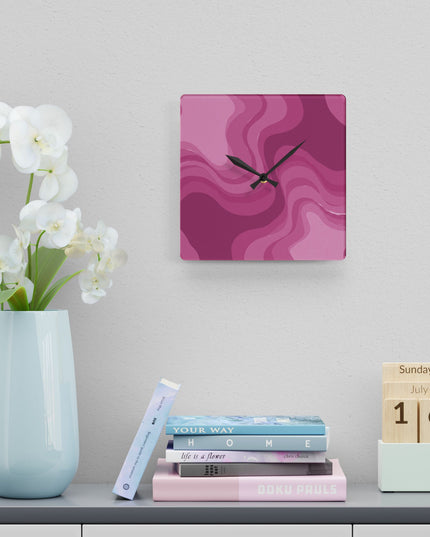 PInky Mauve Wavey 10.75" x 10.75" Round or Square Acrylic Wall Clock