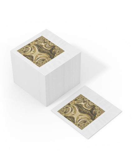 Uzi Spiral Light Brown White Coined Napkins, 6.5" x 6.5"