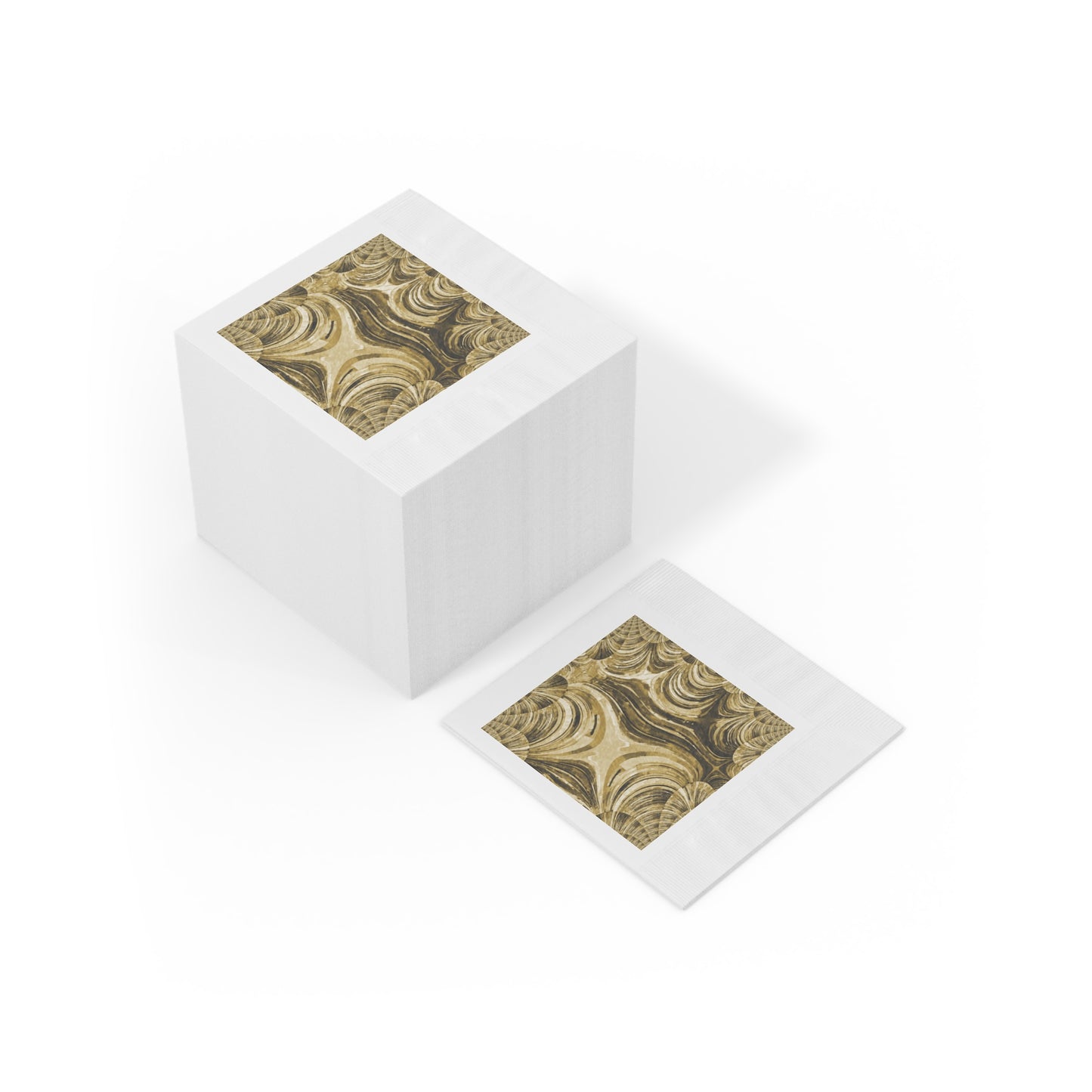 Uzi Spiral Light Brown White Coined Napkins, 6.5" x 6.5"