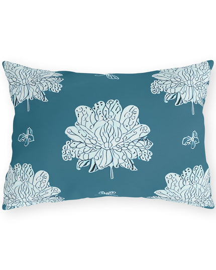 Tif Green White Floral Butterflies 20" x 14" Outdoor Pillow