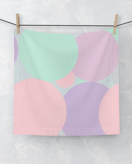 Pastel Peach and Soft Green Patches Face Towel, 13" x 13"