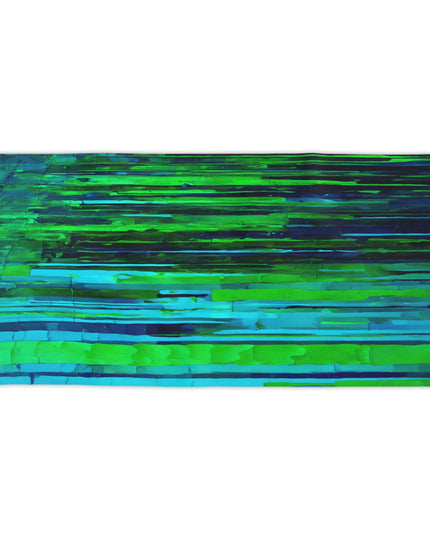 Striped Blue Green Beach Towel, 18" x 27"