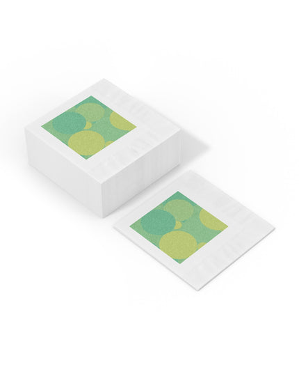 Pastel Green Patches White Coined Napkins, 4.8" x 4.8"