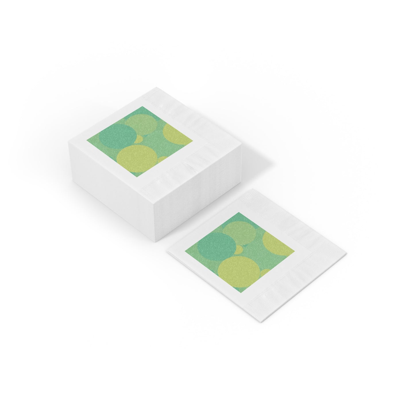 Pastel Green Patches White Coined Napkins, 4.8" x 4.8"
