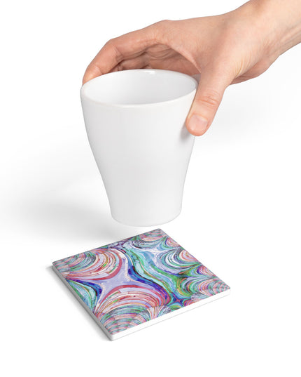 Uzi Spiral Pastels 4" x 4" Square Ceramic Coaster