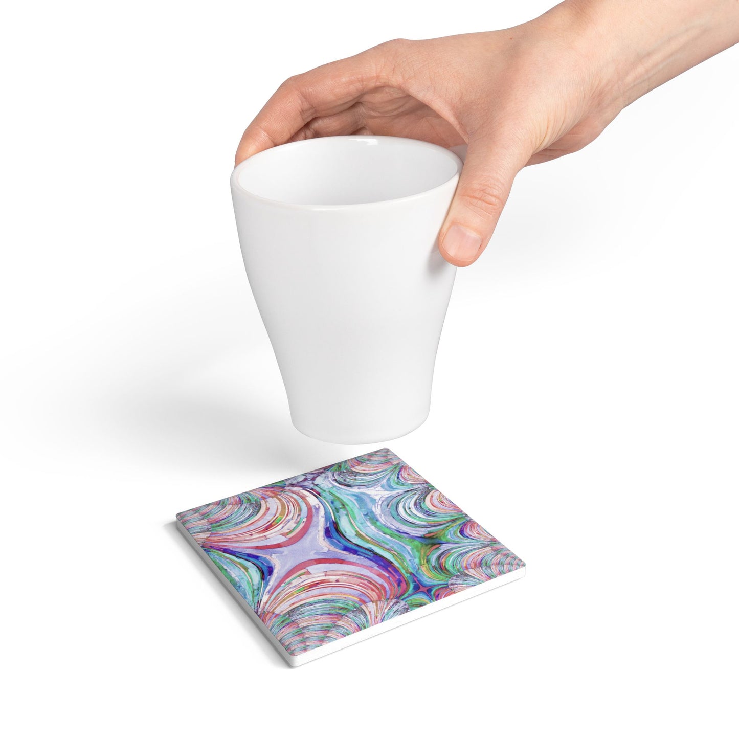 Uzi Spiral Pastels 4" x 4" Square Ceramic Coaster