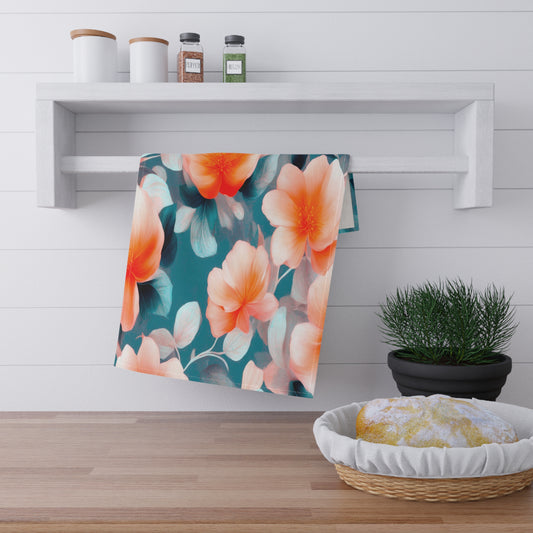 Orange Blossom Floral Bunch Tea Towels (cotton, poly), 18" x "30