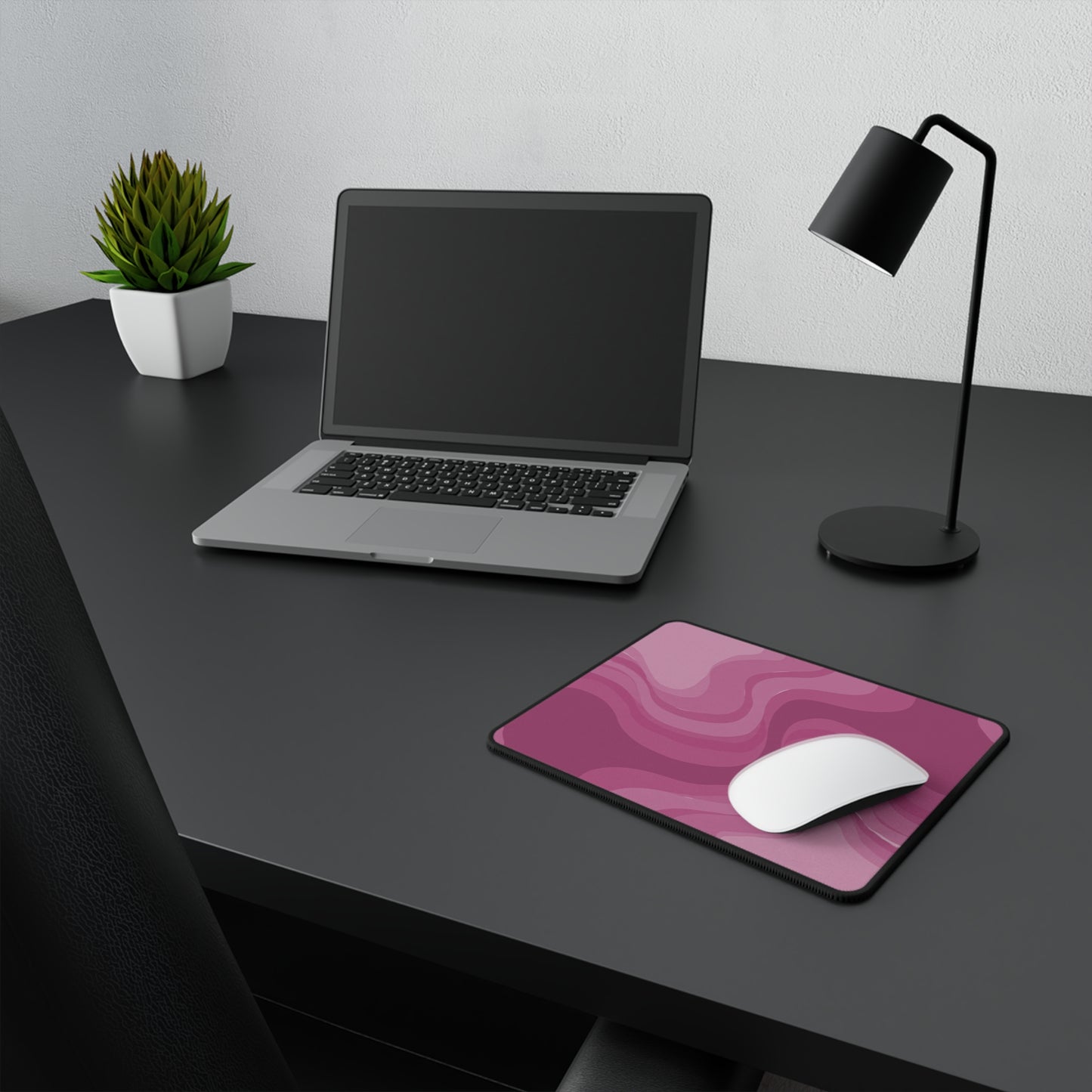 Pinky Mauve Wavey Non-Slip Gaming Mouse Pad, 9.5" X 8" Rectangle